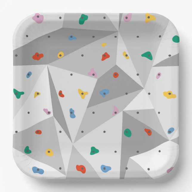 Rock Climbing Paper Plates, Rock Wall Party Plates (Front)