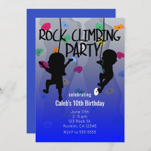Rock Climbing Party Birthday Invitations