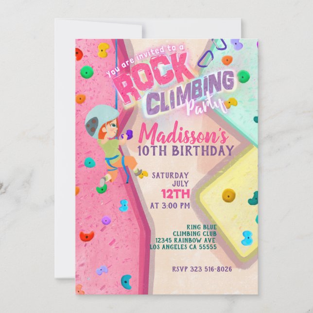 Rock Climbing Party Invitation (Front)