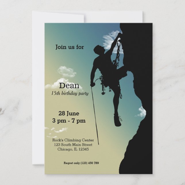 Rock Climbing Party Invitation (Front)