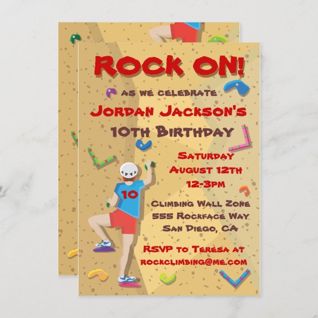 Rock Climbing Party Invitations (Front/Back)