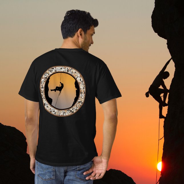 Rock Climbing Pebble Round Design T-Shirt (Creator Uploaded)