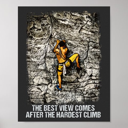 Rock Climbing Reaching for the Mountain Summit Poster