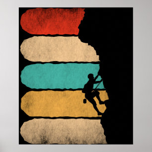 Rock Climbing Retro Hipster Climber Novelty Poster