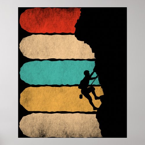 Rock Climbing Retro Hipster Climber Novelty Poster