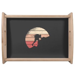 Rock climbing retro sunset design serving tray