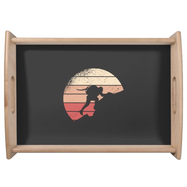 Rock climbing retro sunset design serving tray (Front)