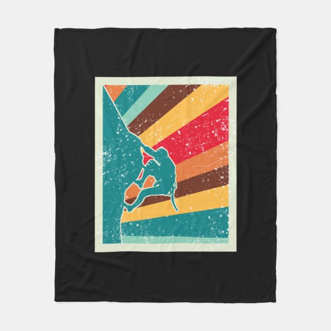 Rock Climbing Retro Vintage Fleece Blanket (Front)