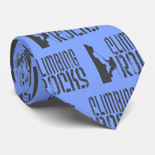 Rock Climbing Rocks Black on Blue Neck Tie