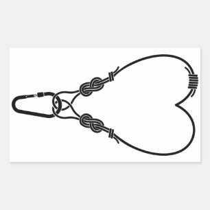 Rock climbing rope Climbing love heart Rectangular Sticker