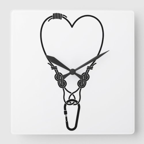 Rock climbing rope  Climbing love heart Square Wall Clock