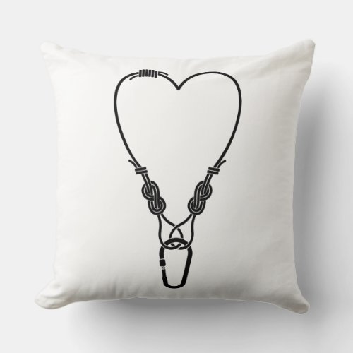 Rock climbing rope  Climbing love heart Throw Pillow