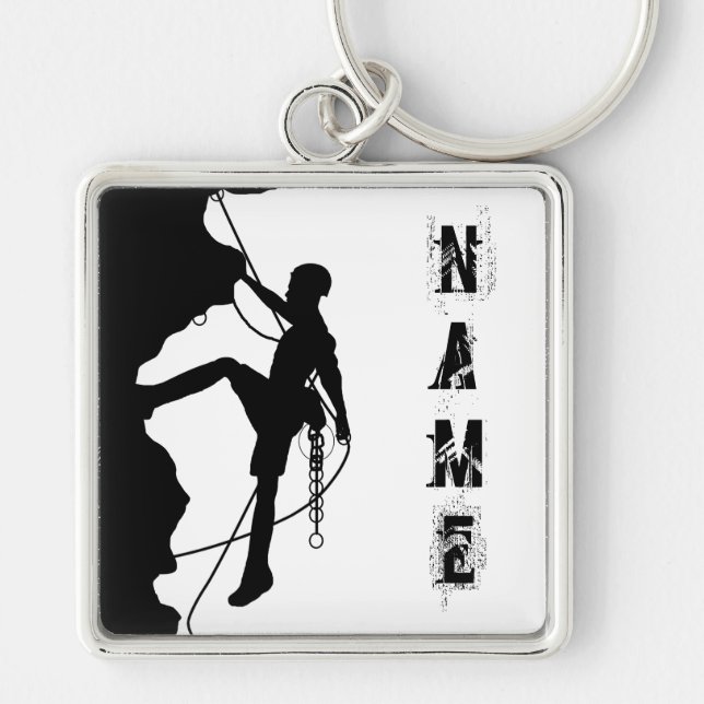 Rock Climbing Silhouette Large (2.00") Square Keyc Keychain (Front)