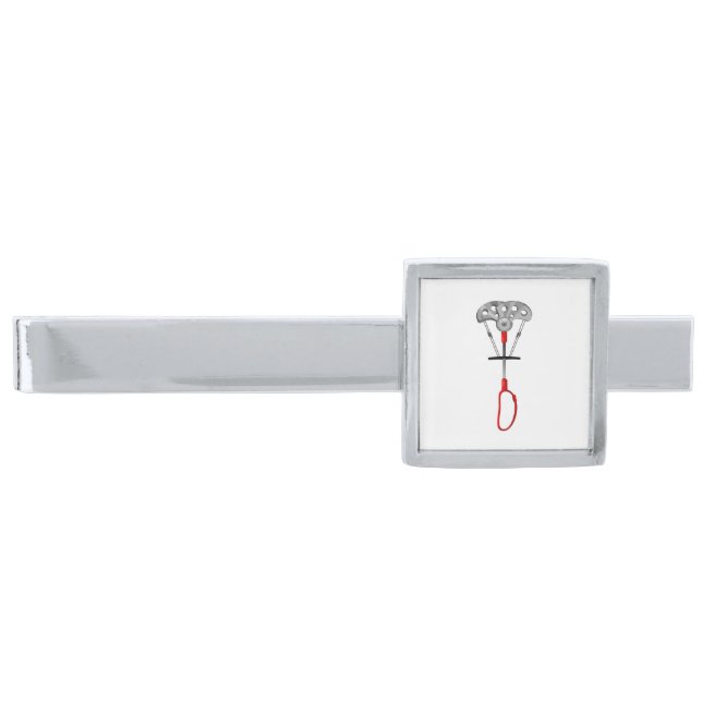 Rock Climbing Silver Finish Tie Clip (Front)
