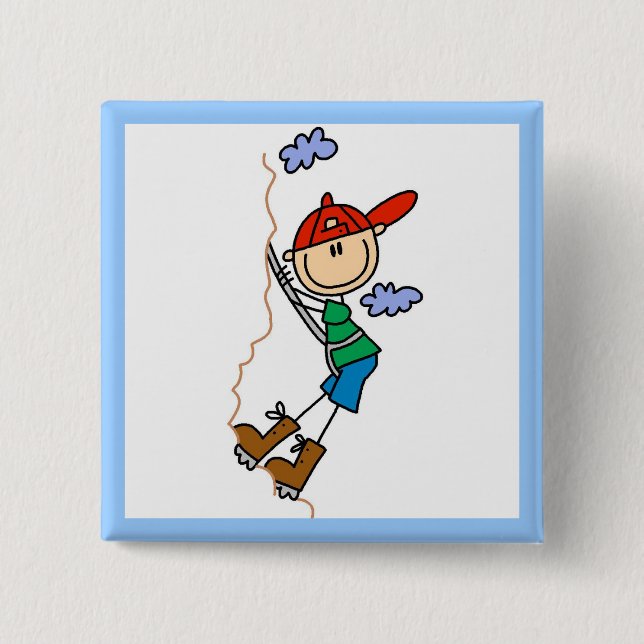 Rock Climbing Stick Figure Pinback Button (Front)