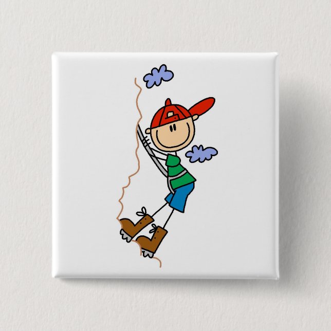 Rock Climbing Stick Figure Pinback Button (Front)