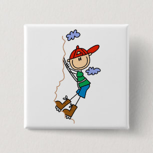 Rock Climbing Stick Figure Pinback Button