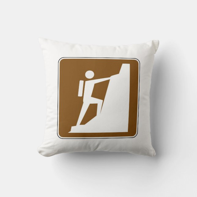 Rock Climbing Symbol Sign Throw Pillow (Front)