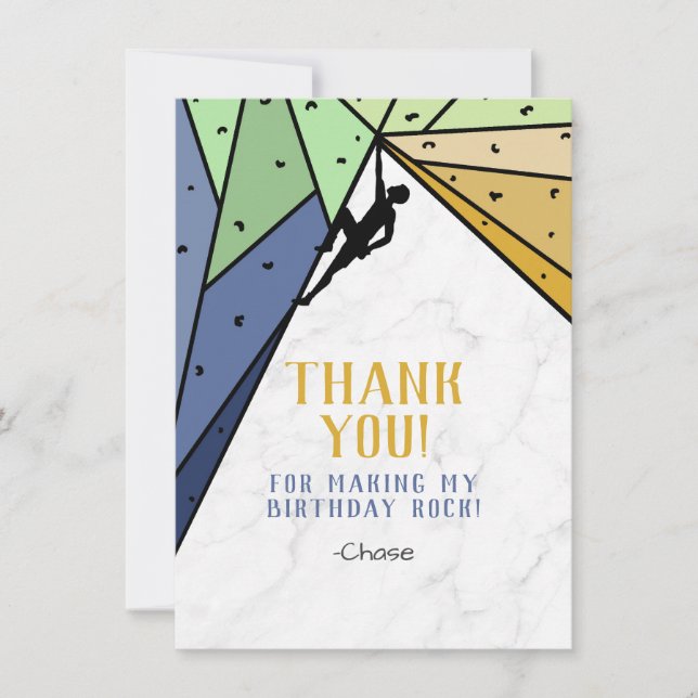 Rock Climbing Thank You Card (Boy) (Front)