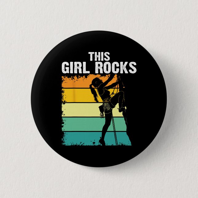 Rock Climbing, This Girl Rocks, Bouldering, Mounta Button (Front)