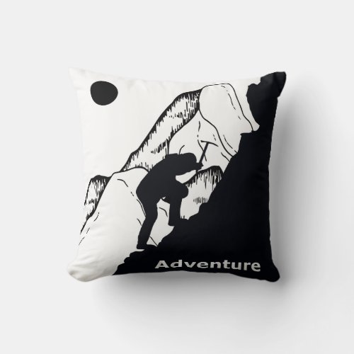 Rock climbing throw pillow