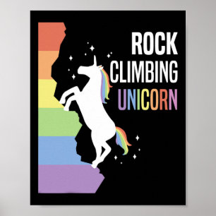 Rock Climbing Unicorn Funny Rainbow Climber T Shir Poster
