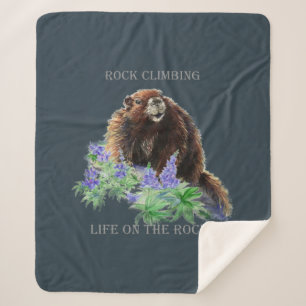 Rock Climbing Up Where Marmots Are Inspirational Sherpa Blanket