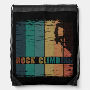 Rock climbing vintage climber drawstring bag