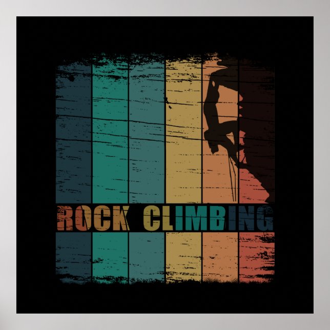 Rock climbing vintage climber poster (Front)