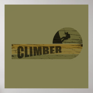 Rock climbing vintage climber poster