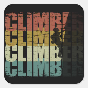 Rock climbing vintage climber square sticker