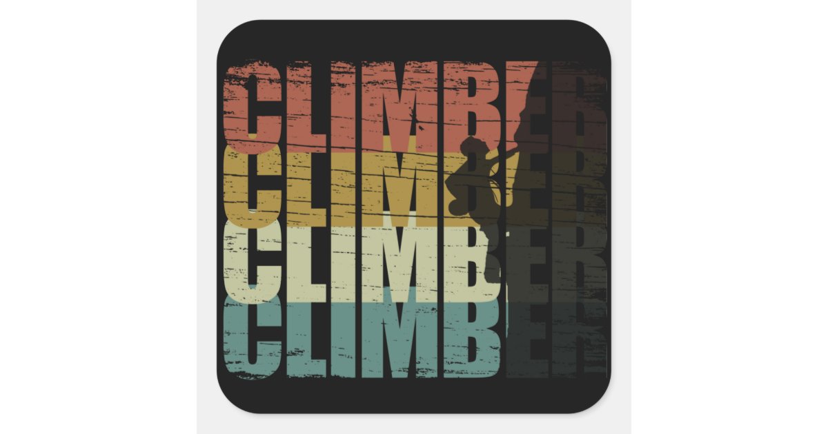 Climb Rocks Sticker Rock climbing vintage climber square sticker | Zazzle
