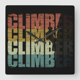 Rock climbing vintage climber square wall clock