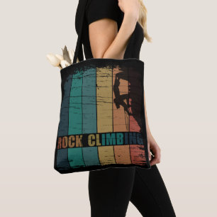 Rock climbing vintage climber tote bag