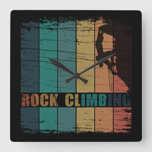 Rock climbing vintage square wall clock