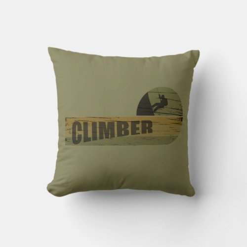 Rock climbing vintage throw pillow