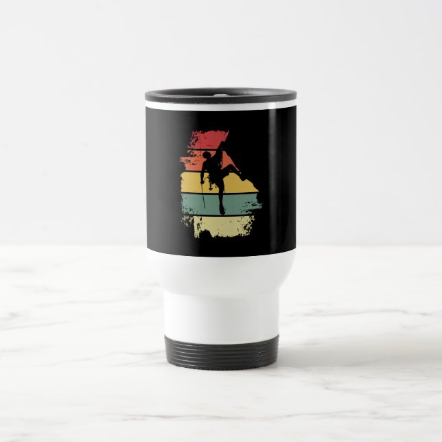 Rock Climbing Vintage Travel Mug (Center)
