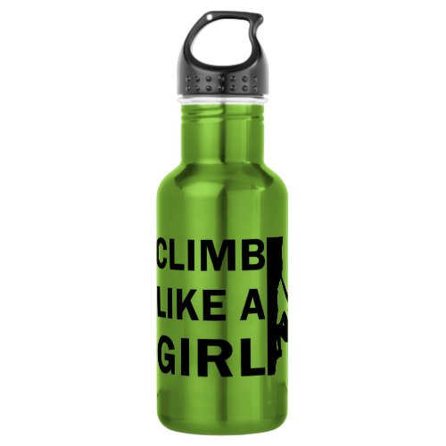 rock climbing woman climb like a girl stainless steel water bottle
