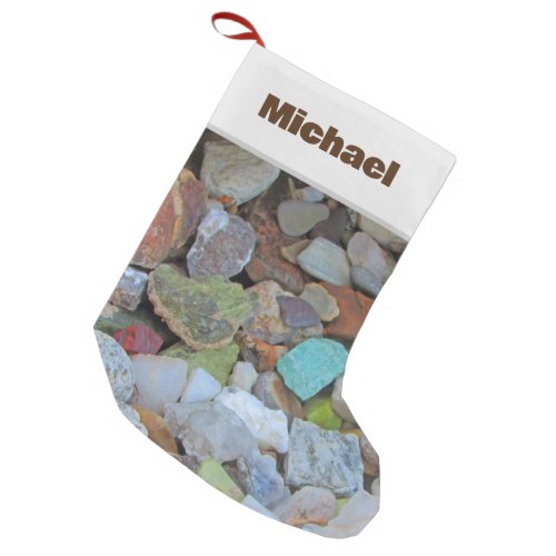 Rock Collection Nature Rockhound Colorful Stones Small Christmas Stocking