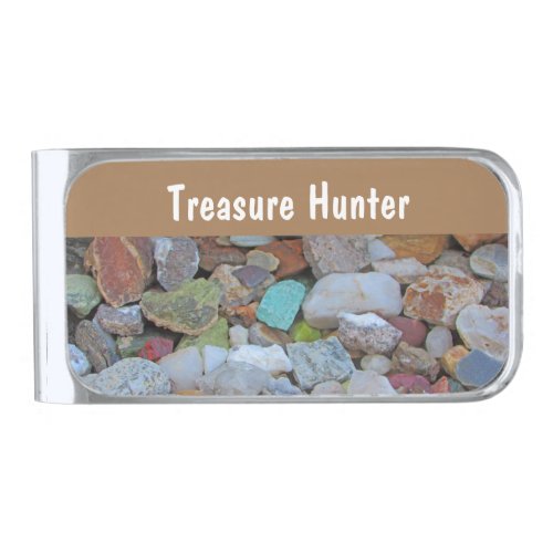 Rock Collection Stone Rockhound Treasure Hunter Silver Finish Money Clip