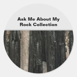 Rock Collector Humor Black White Crystal Stone Classic Round Sticker