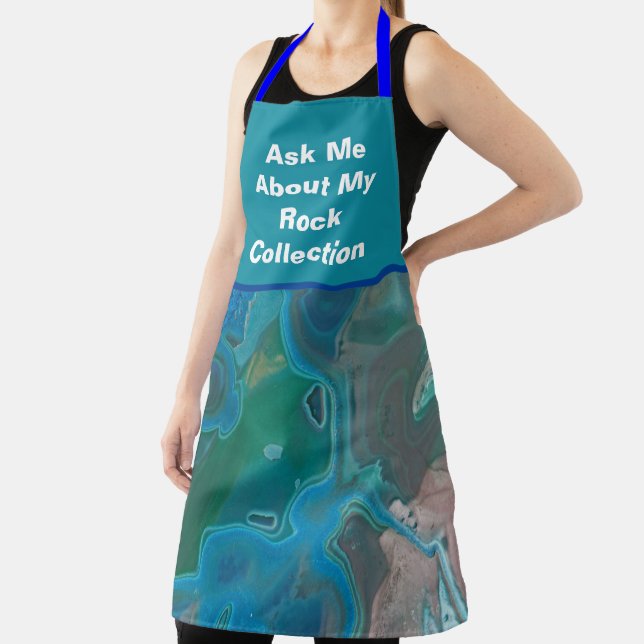 Rock Collector Humor Blue Green Marbled Stone Apron (Insitu)