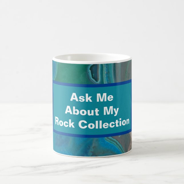 Rock Collector Humor Blue Green Marbled Stone Coffee Mug (Center)