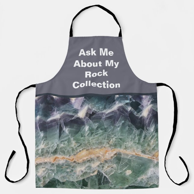 Rock Collector Humor Purple Green Polished Stone Apron (Front)