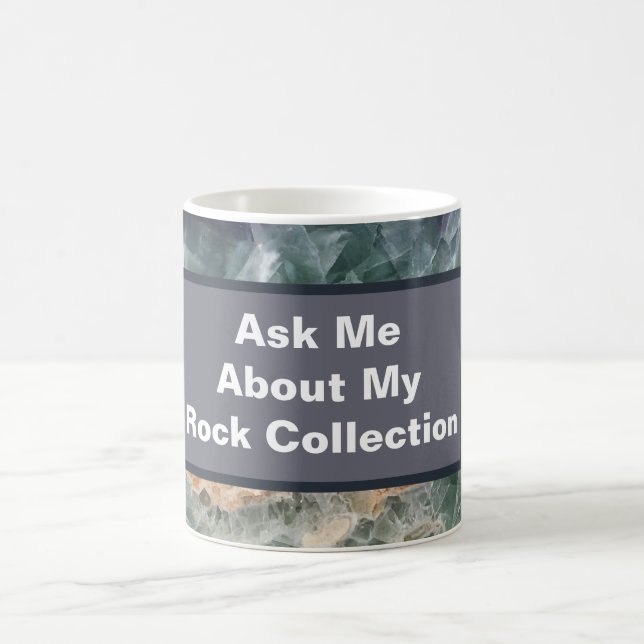 Rock Collector Humor Purple Green Polished Stone Coffee Mug (Center)