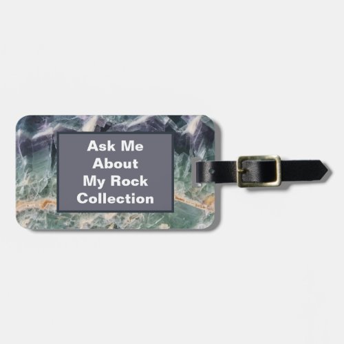 Rock Collector Humor Purple Green Polished Stone Luggage Tag