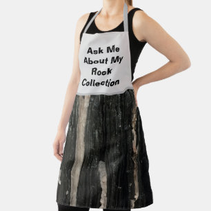 Rock Collector Humorous Black White Striped Stone  Apron