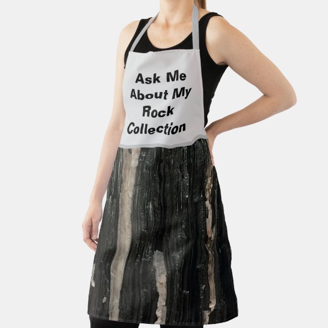 Rock Collector Humorous Black White Striped Stone  Apron (Insitu)