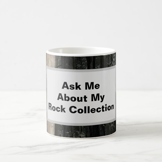 Rock Collector Humorous Black White Striped Stone  Coffee Mug (Center)