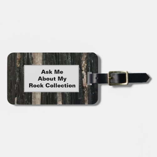 Rock Collector Humorous Black White Striped Stone  Luggage Tag